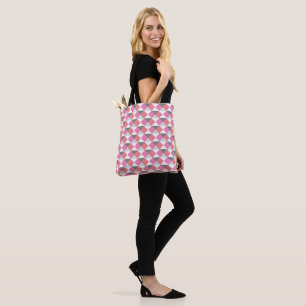 pink & black triangle pattern aesthetic tote bag