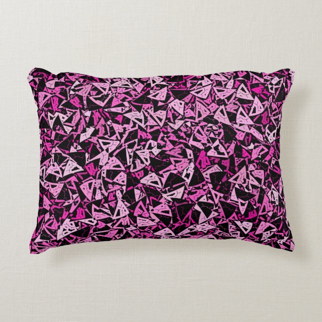 Pink Black Triangle Seamless Pattern Accent Pillow (Front)