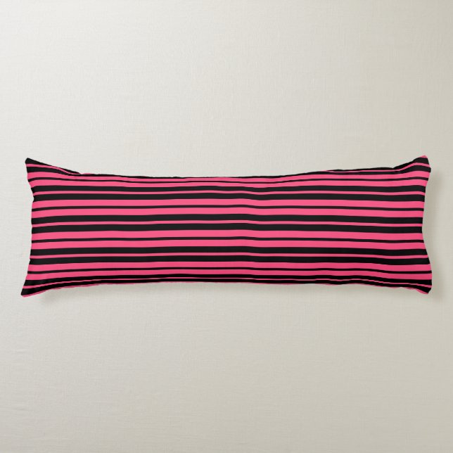 Pink Black Vertical Stripes Pattern Design Body Pillow (Front)