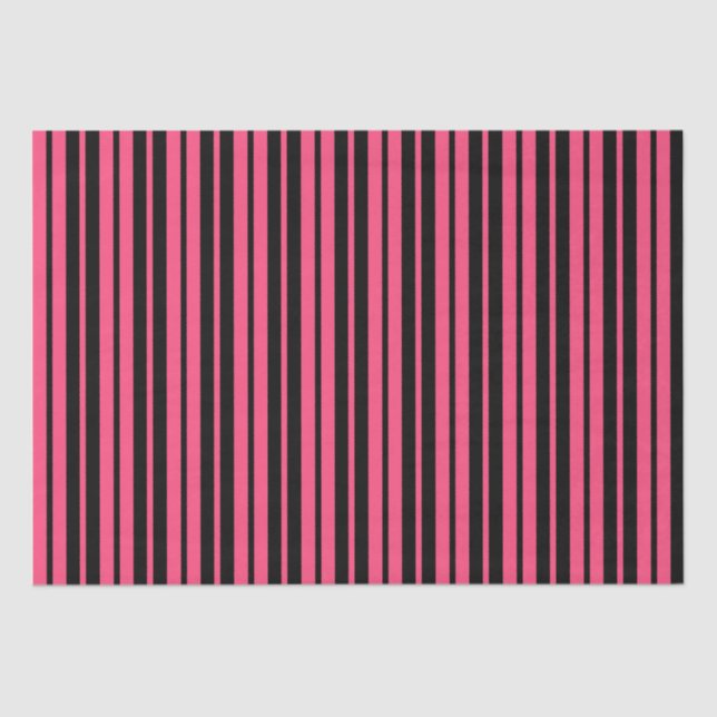 Pink Black Vertical Stripes Pattern Design Tissue Paper (Front)