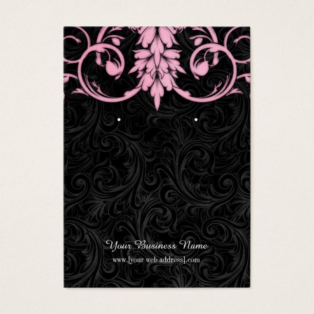 Pink Black Vintage Custom Earring Card (Front)