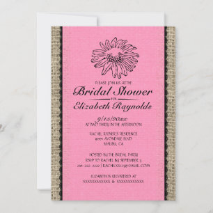 Pink Black Vintage Lace Bridal Shower Invitations