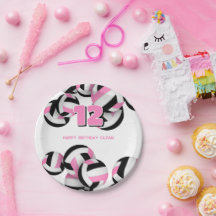 pink black volleyballs girls birthday party