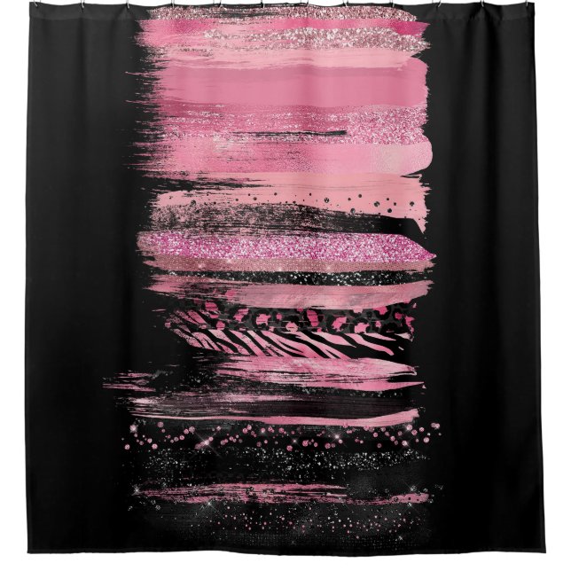 Pink Black Watercolor Glitter Foil Paint Strokes (Front)