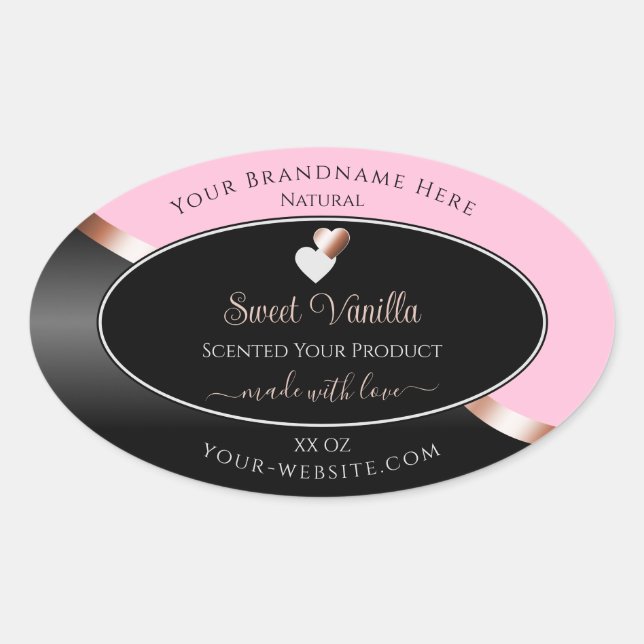 Pink Black Wavy Rose Gold Hearts Étiquettes de pro (Devant)