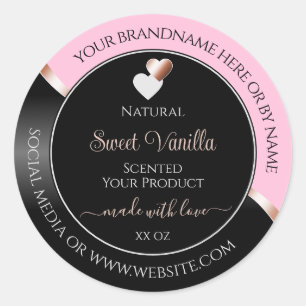 Pink Black Wavy Rose Gold Hearts Product Labels