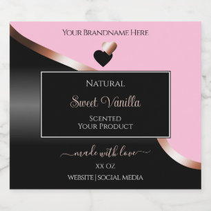 Pink Black Wavy Rose Gold Hearts Product Labels