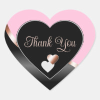Pink Black Wavy Rose Gold with Hearts Thank You