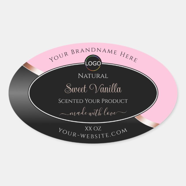 Pink Black Wavy Rose Gold with Logo Product Labels (Front)