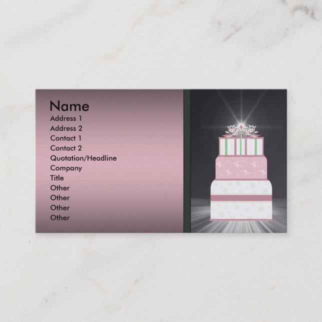 Pink & Black Wedding Cake Business Cards (Front)