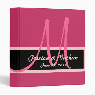 Pink & Black Wedding Monogram Planner Binder