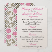Pink/Black WEDDING RECEPTION MENU