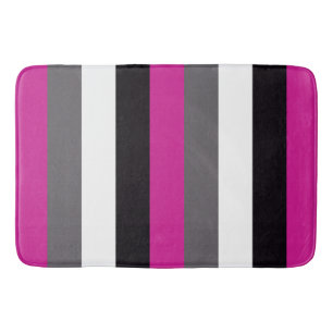 Pink, Black, White and Grey Stripes   Bath Mat
