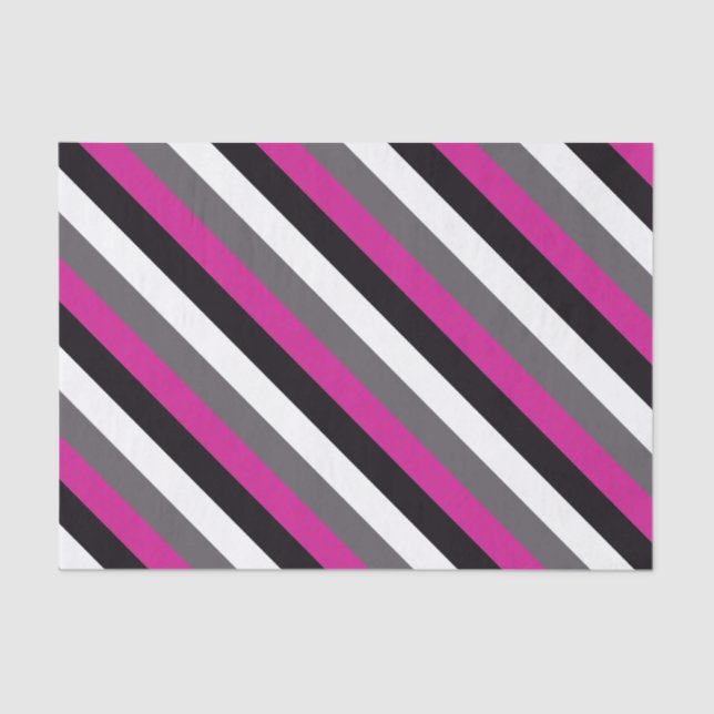 Pink, Black, White and Grey Stripes  Tissue Paper (Front)