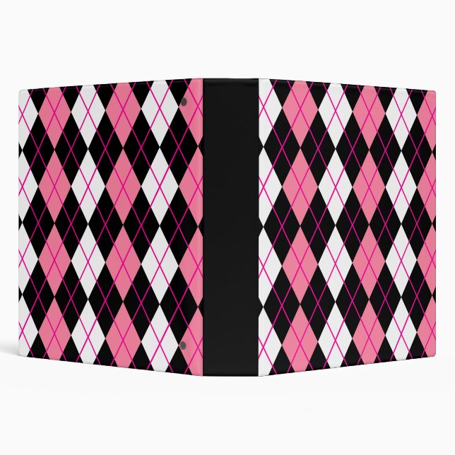 Pink Black White Argyle Diamond Design  Binder (Background)