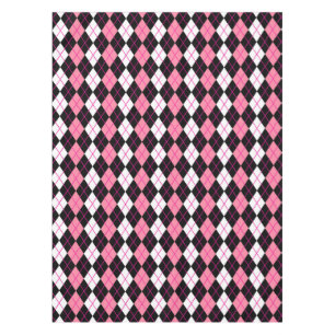 Pink Black White Argyle Diamond Design  Tablecloth