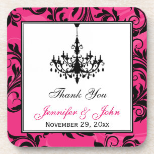 Pink Black White Chandelier Scroll Coaster Set (6)