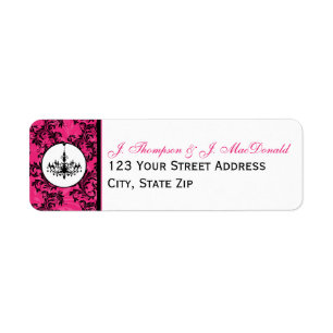 Pink Black White Chandelier, Scrolls Address Label