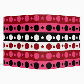 Pink Black White Circle Stars Stripes Design Binder