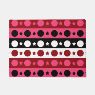 Pink Black White Circle Stars Stripes Design Doormat