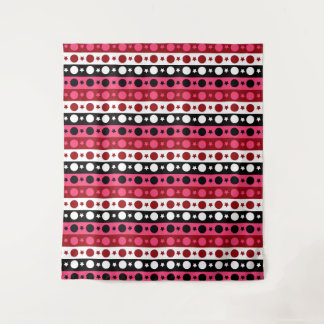 Pink Black White Circle Stars Stripes Design Tapestry