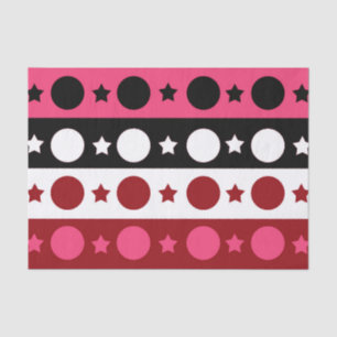 Pink Black White Circle Stars Stripes Design Tissue Paper
