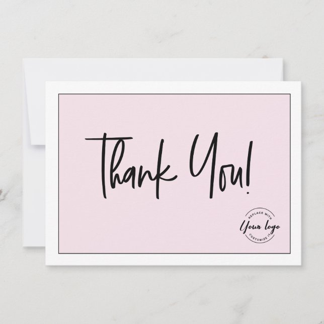 Pink Black White Company Logo Social Thank You  (Front)