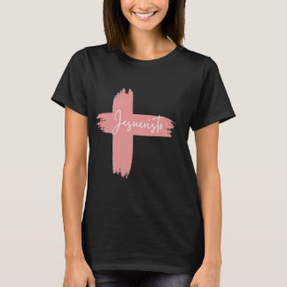 Pink black white Cross Jesucristo  T-Shirt
