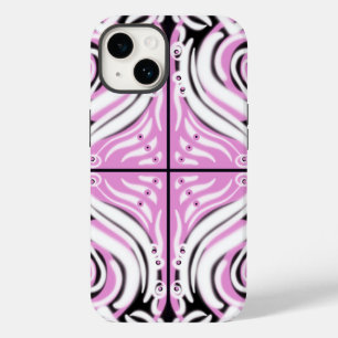 Pink Black White Curvy Abstract Pattern  Case-Mate iPhone 14 Case