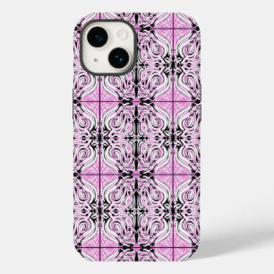 Pink Black White Curvy Abstract Repeat Pattern  Case-Mate iPhone 14 Case