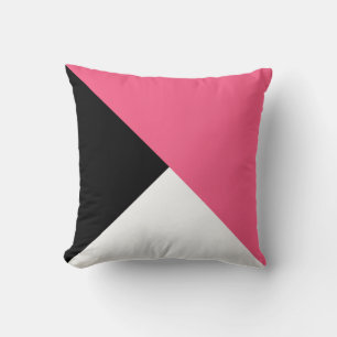 Pink Black White Diagonal Colour Block Pillow