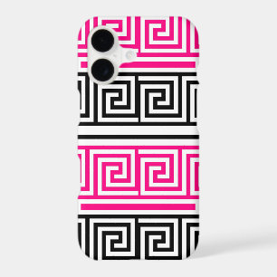 Pink Black White Greek Key Fret Pattern Design