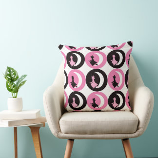PINK BLACK & WHITE HALLOWEEN WITCHES THROW PILLOW