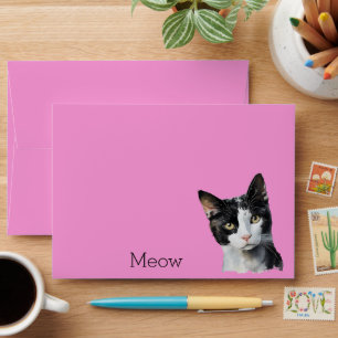 Pink Black White Kitty Cat Envelope