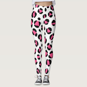 Pink Black White Leopard Animal Print Leggings