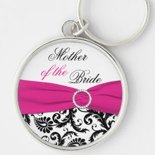 Pink, Black, White Mother of the Bride Keychain