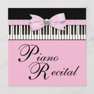 Pink Black & White Piano Keys Recital Invitation