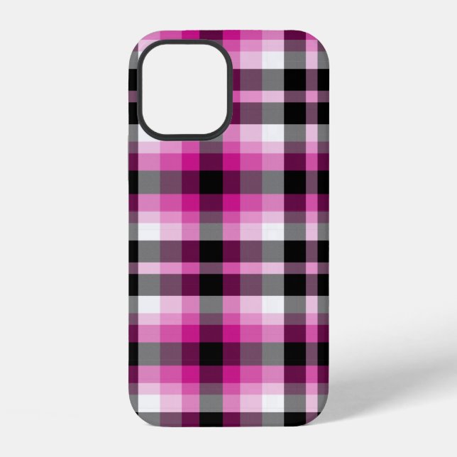 Pink Black White Plaid iPhone Case (Back)