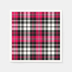 Pink Black White Plaid Tartan Napkin