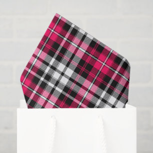 Pink Black White Plaid Tartan  Tissue Paper