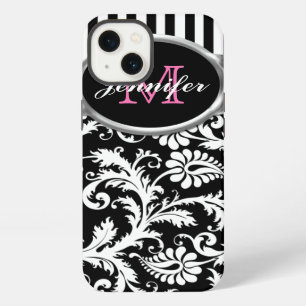 Pink, Black, White Striped Damask iPad Air Case