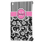 Pink, Black, White Striped Damask iPad Mini Case