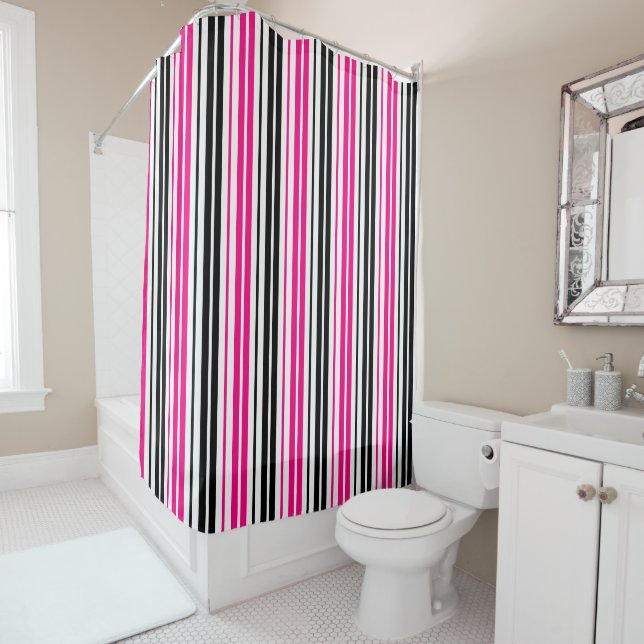 Pink Black White Stripes Pattern Design  (In Situ)