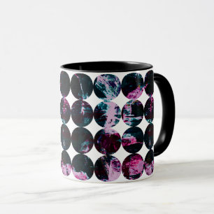 Pink Black White Texture Circle Pattern Art. Mug