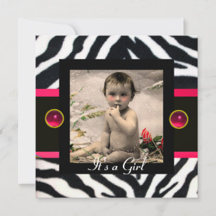PINK BLACK WHITE ZEBRA FUR Monogram Photo Template
