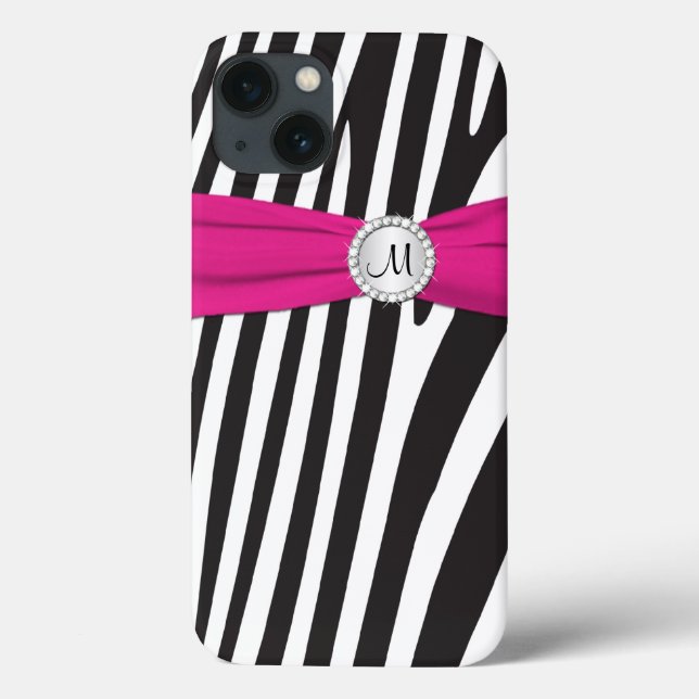 Pink, Black, White Zebra Striped iPad Air Case (Back)