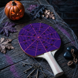 Pink Black Widow Spider Web Art Halloween Pattern Ping Pong Paddle