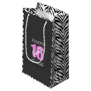 Pink Black With Zebra Sides Sweet 16 Gift Bag