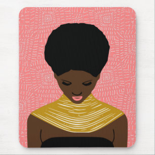  pink Black Woman Looking Down   Tribal Necklace Mouse Pad