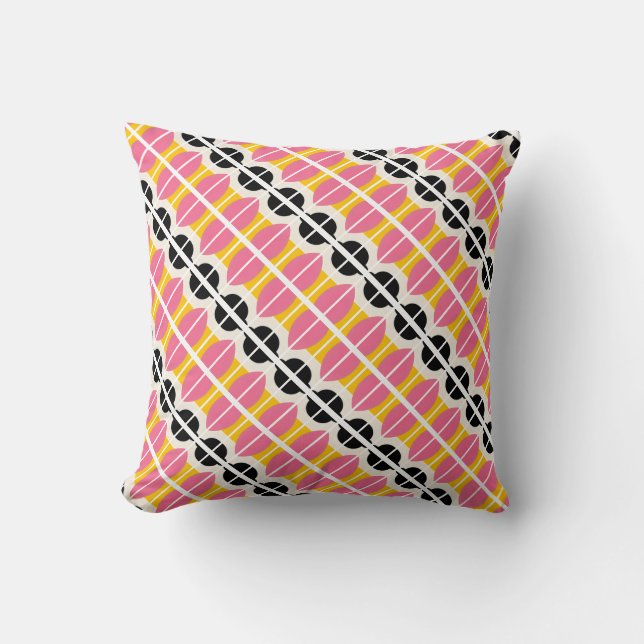 Pink Black Yellow  Throw Pillow (Front)